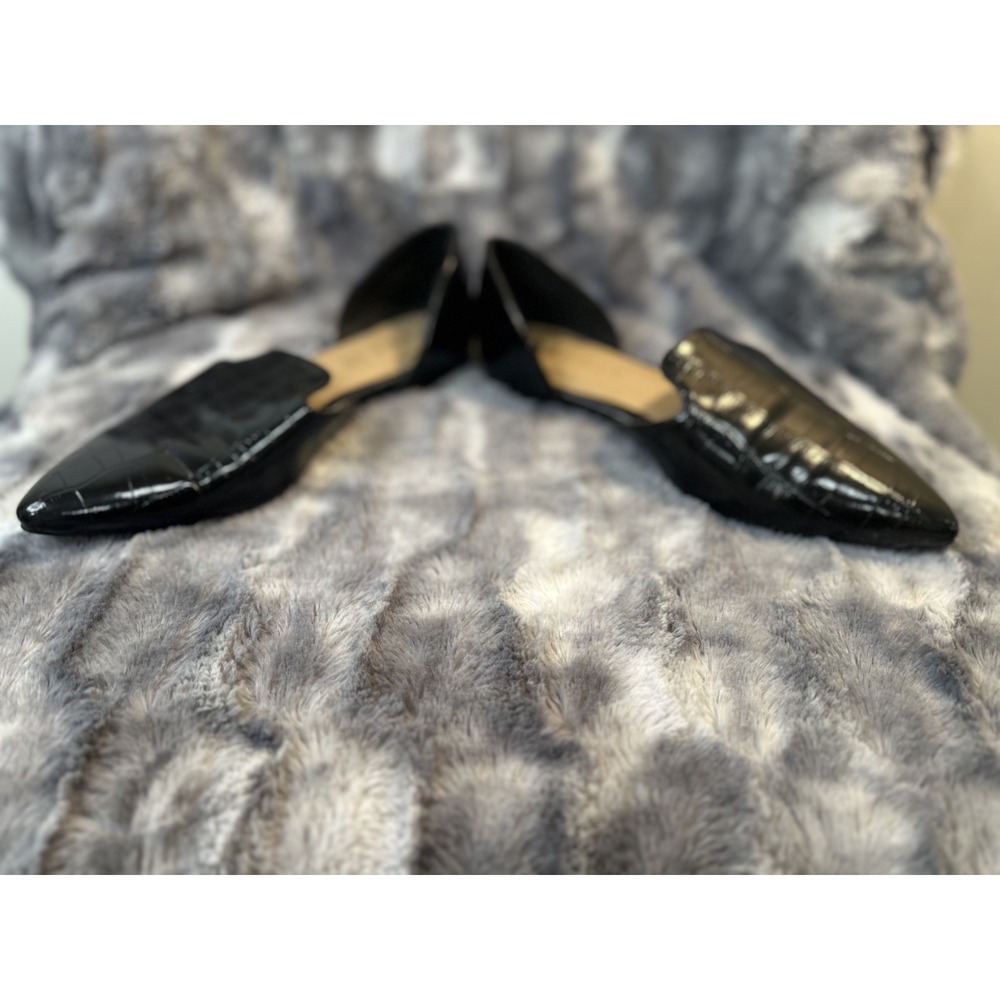 Esprit Piper Black Faux Leather Croc Embossed D'Orsay Flats Size 6 Shoes Vegan